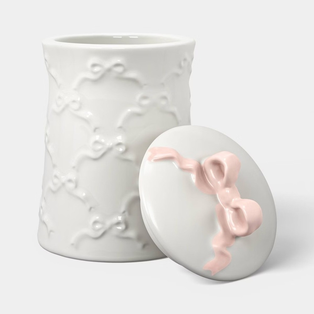 23.91oz Bow Canister Cream - Room Essentials, Target